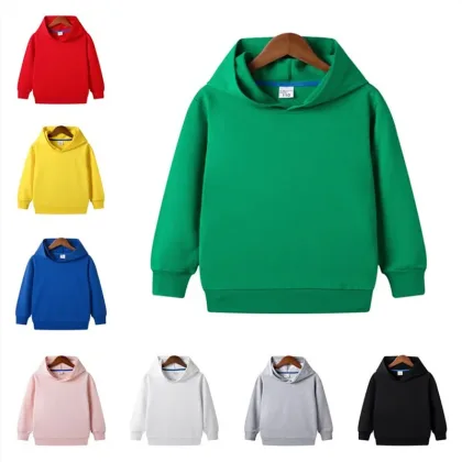 100% Cotton Boys Sweatshirts 2025 Spring Fall New Solid Color Girls Hooded Sweatshirt Children Blank Tops Name Custom Hoodies