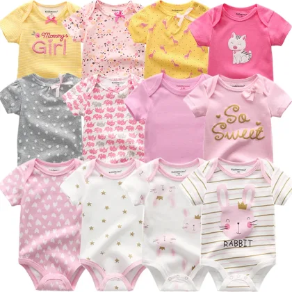 Baby Girl Jumpsuit 6Pcs/Lot Body Suit Spring Summer Toddler Boys Romper Cartoon Newborn Outfits Infant Clothes Set Cotton
