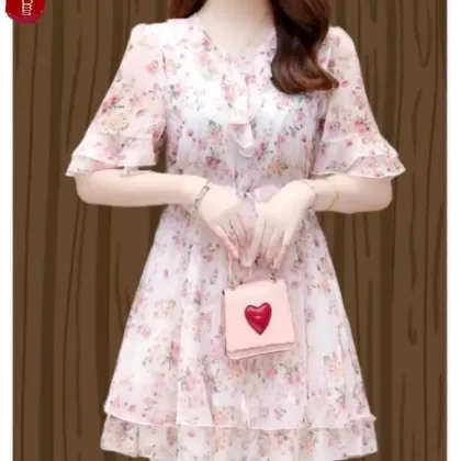 M-5XL 2023 Clothes Clothes Women European Style Elegant Basic Shirt Floral Print Retro Ruffles Belly Tunic Peplum Top Blouses