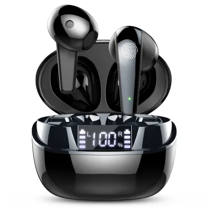 Wireless Earbuds, Bluetooth 5.3 Headphones In Ear with Dual Mic, 35H Wireless Earphones Sport with ENC Noise Canceling Mic.