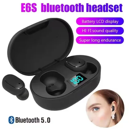 TWS Wireless Bluetooth 5.0 Headphones E6S Noise Cancelling Sport Earphones HiFi Bass Stereo Gaming Headsets For All Smartphones