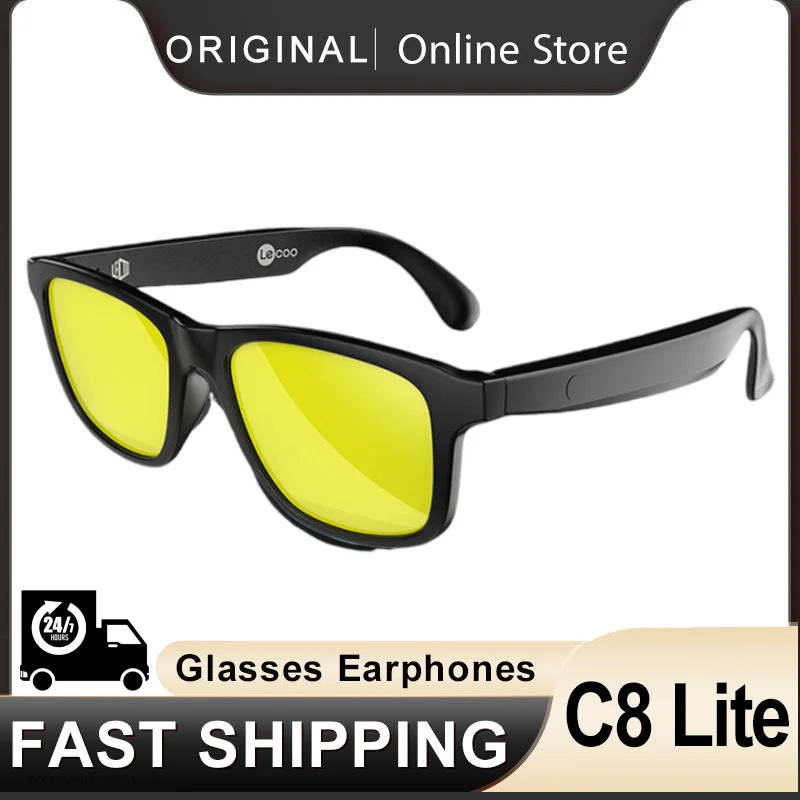 Lecoo C8 Lite Sunglasses Earphones Bluetooth 5.3 Outdoor Sport HiFi HD Call Eyeglasses Anti Blue Wireless Driving Music Headset