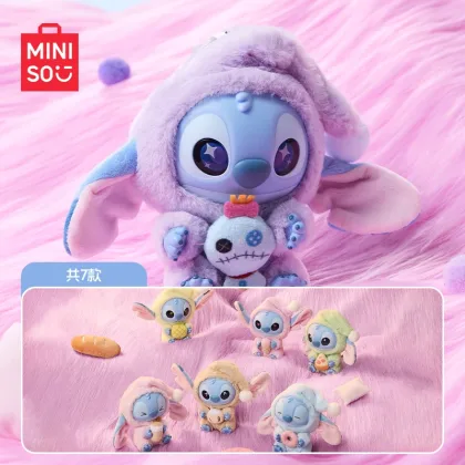 MINISO Disney Stitch  "Gotta Eat" Series Vinyl Plush Mystery Blind Box Cute Figure Food Theme Collectible Toy Kids birthday Gift