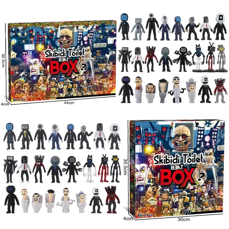 Christmas Calendar Mysterious Box Anime Figure Skibidi Toliet Man Vs. Surveillance Man Surprise Blind Box Funny Doll Gift Box