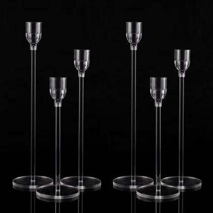 6PCs Acrylic Candle Holders Centerpieces for Table Taper Candle Holder for Wedding Decor Dining Room Halloween Christmas Decor