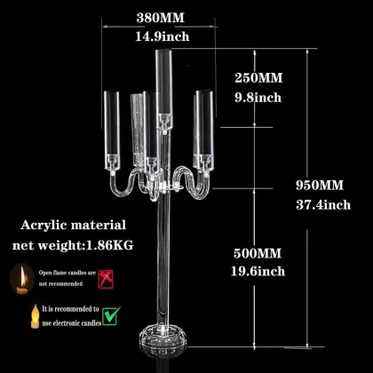 1pcs Elegant 5 Arms Candelabra Acrylic Candle Holders Wedding Centerpieces Party Decor