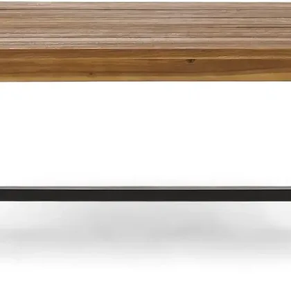 Carlisle Outdoor Acacia Wood Coffee Table, Sandblast/Rustic Metal