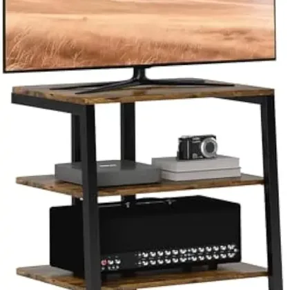 TV Stand, Entertainment Center, Adjustable Shelves, Extension Lead Holder, Small TV Table, Storage, Rustic Brown, Living Room