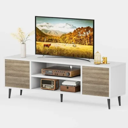 TV Stand for 65 Inch TV, Entertainment Center with Storage Cabinet and Open Shelves, TVs Console Table Media Cabinet
