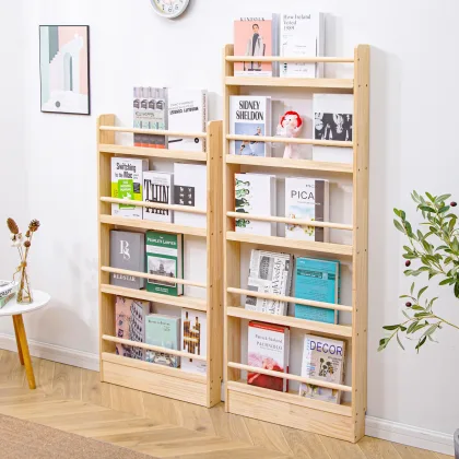 Solid Wood Narrow Bookshelf Door Backspace Saver Children's Miscellaneous Magazine Picture Book Storage Rack snack shelf