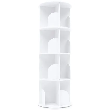 4-Tier Rotating Bookshelf Round Strong Bearing Capacity Adjustable Saving Space Bookshelf For Store Books In Living Rooms