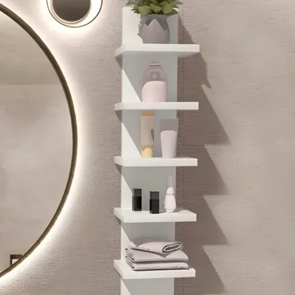1/2/5-Tier Wall Shelves, Bathroom Floating Wall Shelf ,Kitchen Storage Rack Easy-to-Assemble Tiered Wall Mount Nordic Home Decor
