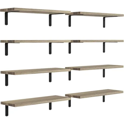 Floating Shelves, 8 Sets Wall Shelves, Wood Floating Shelves for Bedroom Wall Décor, Wall Mounted Floating Bathroom Shelf
