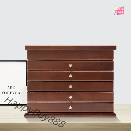 6-Tier Jewelry Box Wooden Jewelry Organizer Jewelry Storage Box for Rings and Gifts Light Luxury Drawer