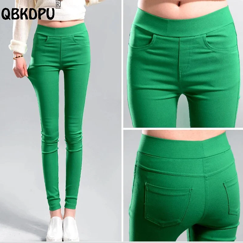 Candy Colors Skinny Stretch Pants Casual Pencil Pantalones Women High Waist Capris Spring Summer Pencil Trousers Basic Leggings