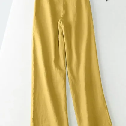 ZANZEA 2025 Spring Summer Fashion Women Pants Cotton Linen Long Trousers Wide Leg Plain Holiday Casual Pants Streetwear Bottoms