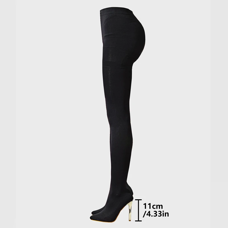 Aneikeh Sexy Stretch Fabric Over The Knee Boots Women Fashion Pantyhos street Thigh High Shoes Party Nightclub Stripper Heels