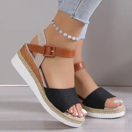 Women's Sandals 2025 New Heels Sandals Summer Wedges Heeled Shoes Woman Low Platform Sandals Women Footwear Summer Shoes Female