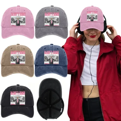 Trump Hat Comfortable President Hat Adjustable Fashion Election Cap Christmas Themed Washed Cotton Baseball Cap for Men Women