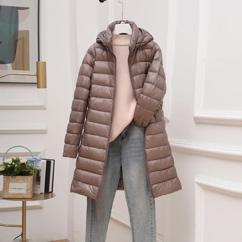 0-10℃ Hood Detachable Winter Coat for Women 2024 Female Puffer Down Jacket Portable Ultralight Long Feather Coat Chaqueta Mujer - Image 4