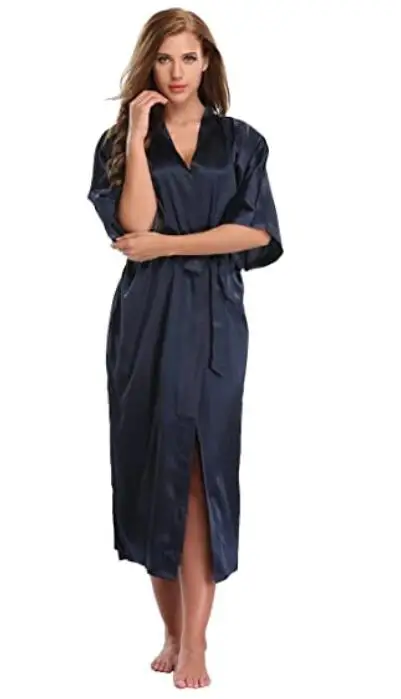 Women Silk Satin Long Wedding Bride Bridesmaid Robe Kimono Robe Feminino Bath Robe Large Size XXXL Peignoir Femme Sexy Bathrobe - Image 5