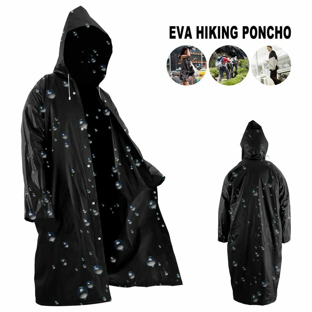High Quality 1PC 145*68CM EVA Unisex Raincoat Thickened Waterproof Rain Coat Women Men Black Camping Waterproof Rainwear Suit - Image 2