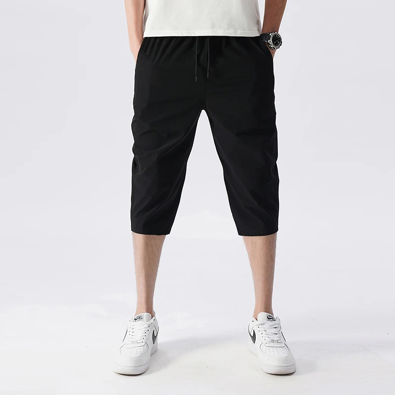 Korean Version Men'S Summer Slim Fit Small Foot Sports Casual Pants Boys' Ice Silk Quick Drying 7-Point High Elastic Shorts - Image 2