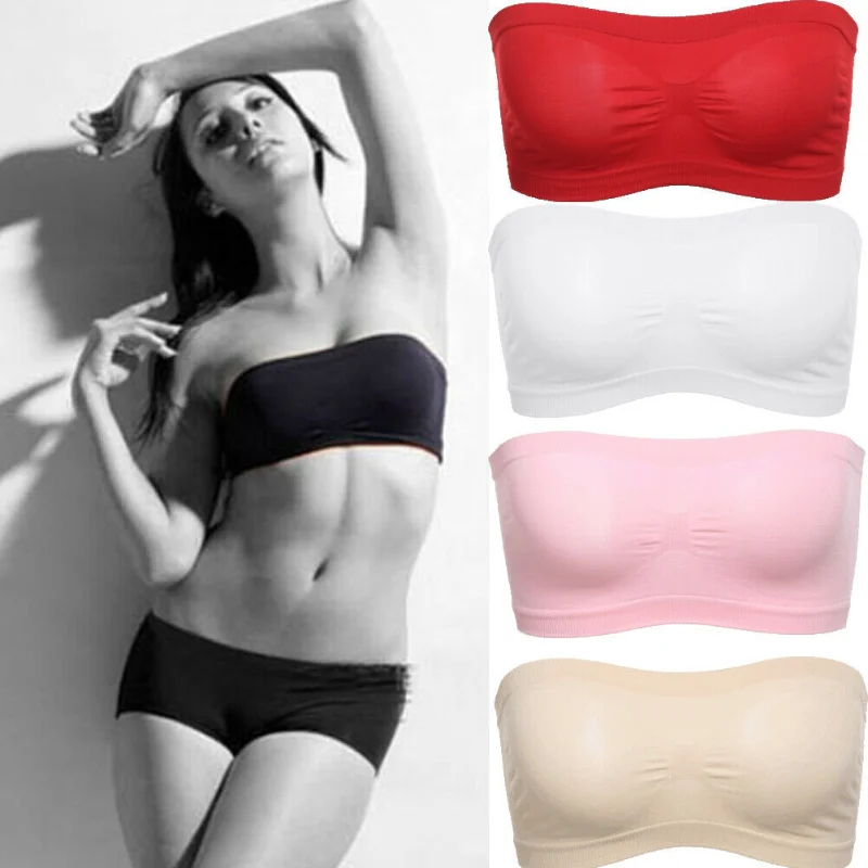 Women Seamless Invisible Bra Tube Top Underwear Lady Crop Top Sexy Lingerie Wrapped Chest Breathable Strapless Mesh Tube Top - Image 3