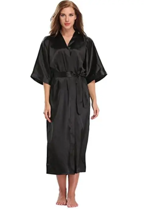 Women Silk Satin Long Wedding Bride Bridesmaid Robe Kimono Robe Feminino Bath Robe Large Size XXXL Peignoir Femme Sexy Bathrobe - Image 3