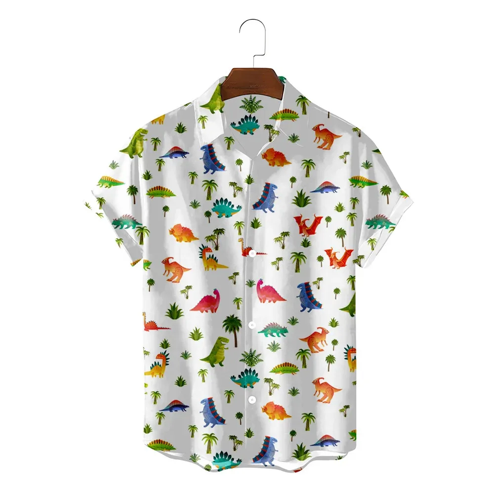 Fashion Hawaiian Cute Funny Dionsaur 3d Pattern Shirts Boys Girls Clothing Summer Beach Short Sleeve Blouse Kids Lapel Blouse - Image 6