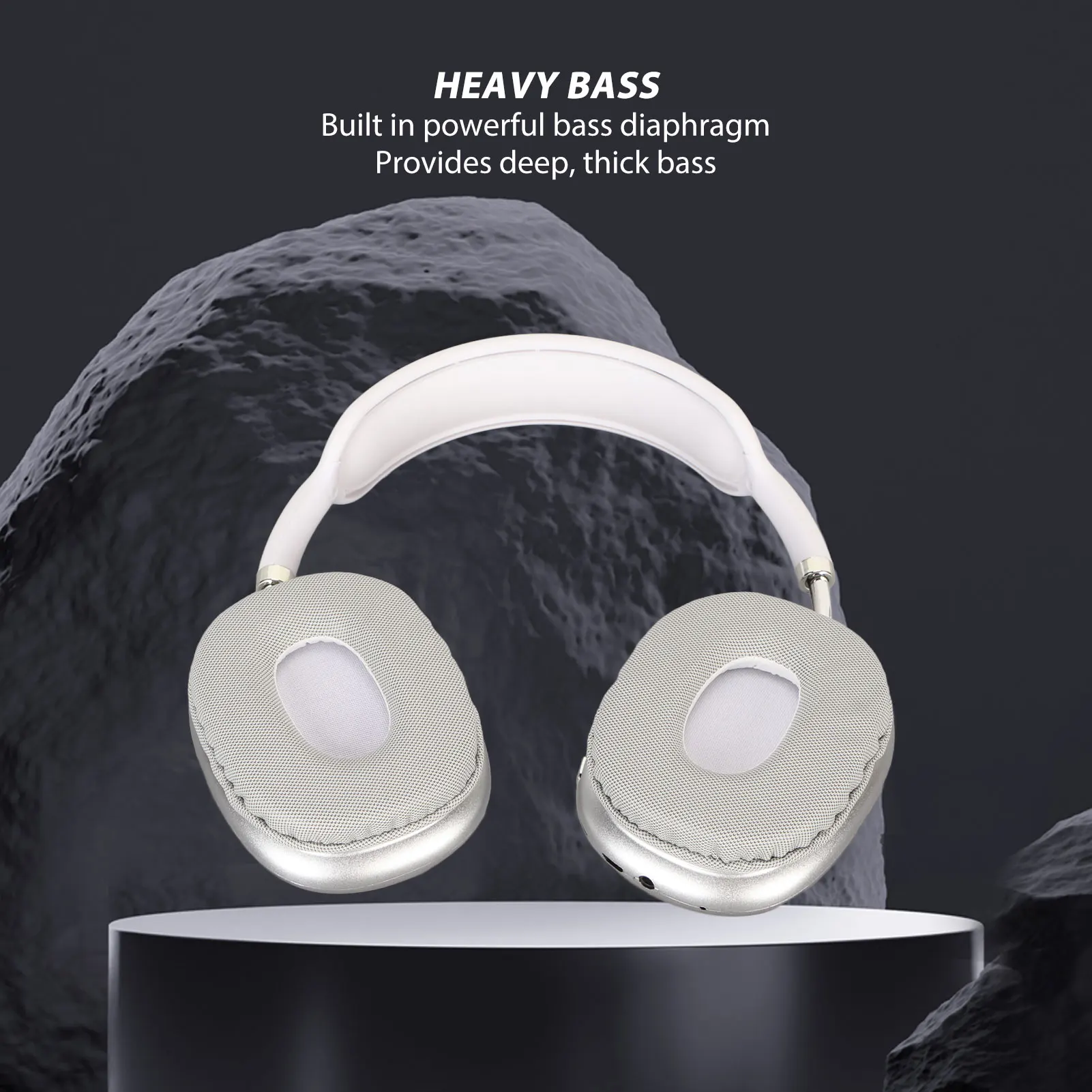 Bluetooth Headphone HiFi Bass Built in Mic Support Memory Card Wireless Headset for Running Travel White Over Ear Headphone - Image 6