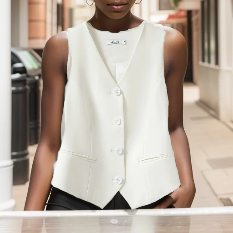 Simple Vests Women Summer Sleeveless Suit Coats Temper Outwear Design Hot Sale 2024 Tender Breathable Korean Style Streetwear - Image 6