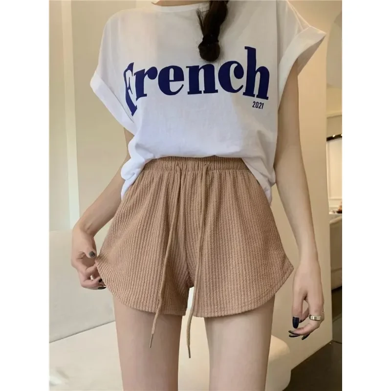 Women Shorts Summer High Elastic Lace Up Drawstring Sleep Bottoms Fitness Running Simple Home Safety Underwear Cool Comfortable - Image 4