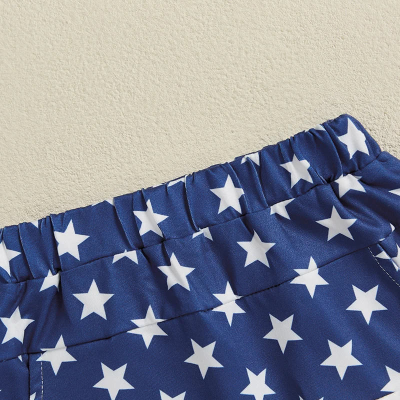 Baby Boy 4th of July Shorts American Flag Stars Striped Rocket Print Elastic Waist Toddler Boy Shorts Firework Pattern - Image 2