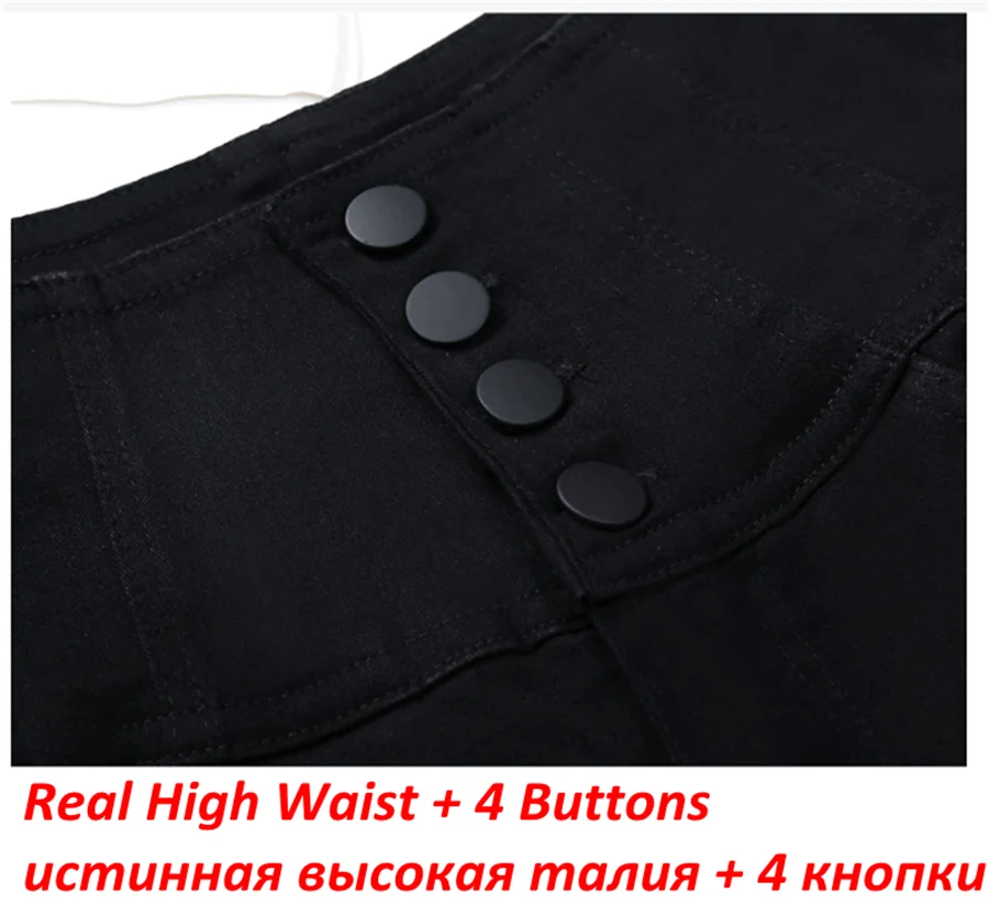 Button Fly Jeans High Waist Front for Women Tummy Control Stretch Denim Black Petite XS - 4XL Dress Pants With Pocket ouc433 - Image 2