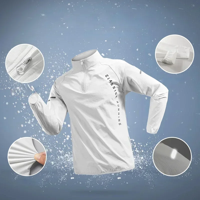2025 White Men Running Jackets Gym Zipper Hooded Sport Jacke Jogging Training Fitness Sweatshirt Casual Running Sportswear - Image 3
