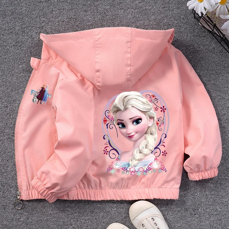 Disney Frozen Elsa Children Hoodie Jacket Coats Baby Girls Boy Cartoon Long Sleeved Zipper Windbreaker Kids Waterproof Outerwear - Image 3