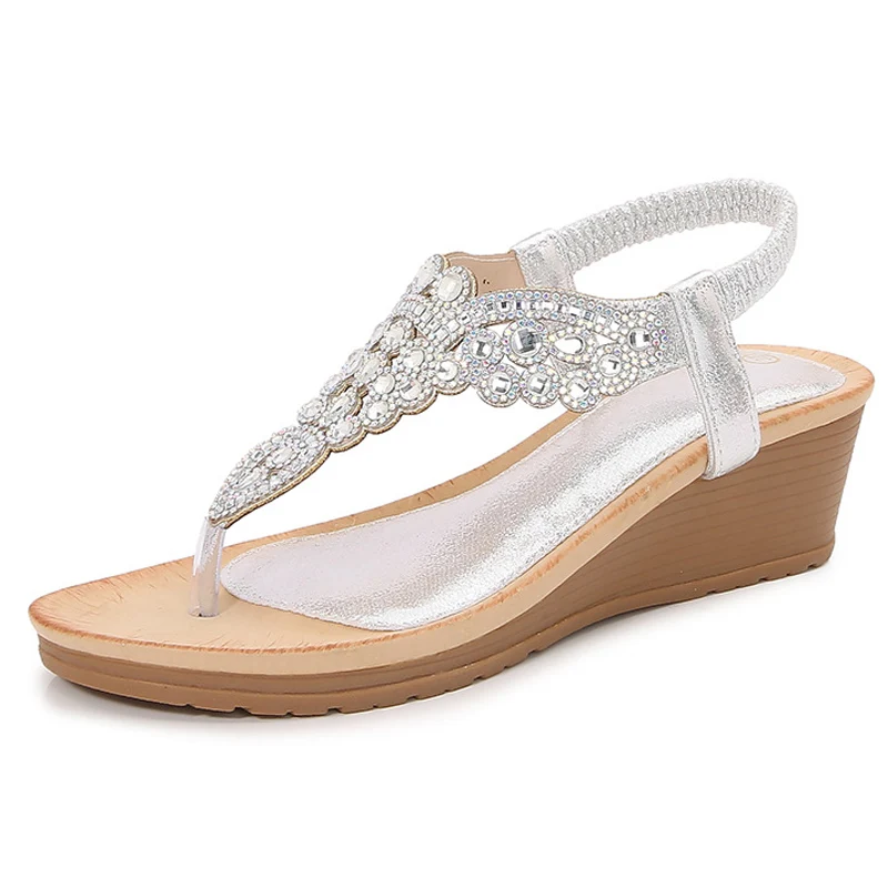 Summer Women Wedge Gladiator Sandals Flip Flop Shoes Women Bohemia Crystal Casual Beach Sandals 35-41 Women Shoes - Image 3