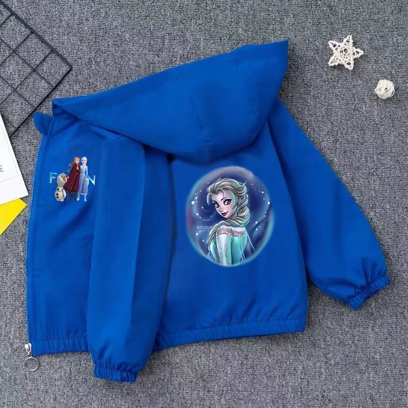 Disney Frozen Elsa Children Hoodie Jacket Coats Baby Girls Boy Cartoon Long Sleeved Zipper Windbreaker Kids Waterproof Outerwear - Image 6