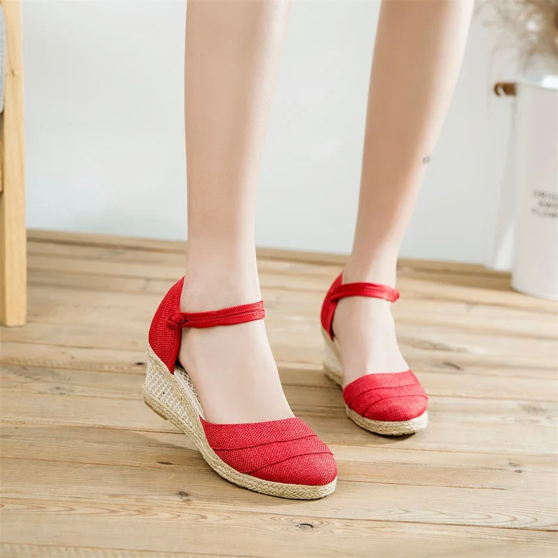 Wedges Woman Summer 2023 Espadrilles Heeled Sandals Women Fashion Casual Pumps Mom Daily Walking Shoes Loafers Zapatos De Mujer - Image 4