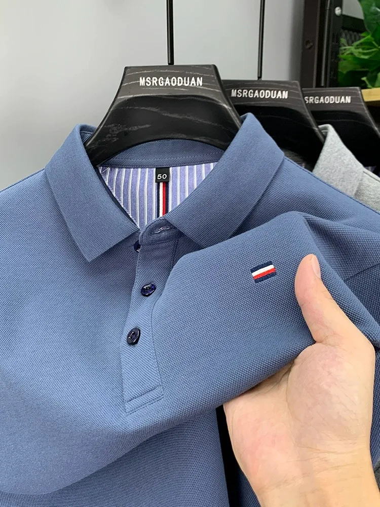 Summer 2024 New High end Embroidered Polo Collar Casual Men's Polo Shirt Short sleeved Solid Color Designer Men's Top T-shirt - Image 2