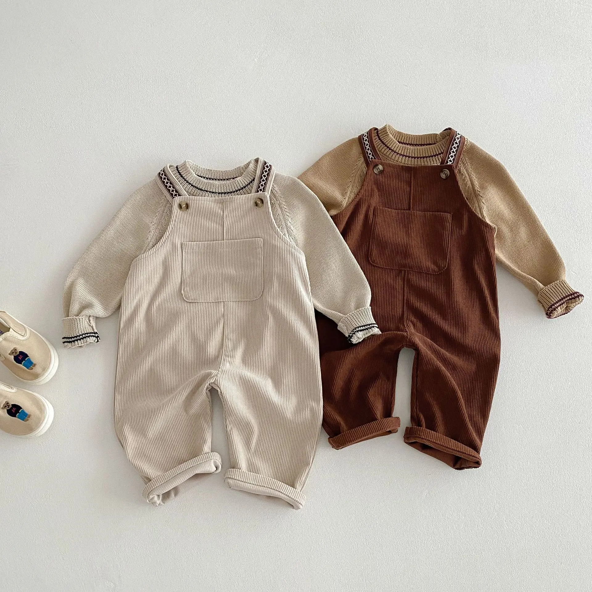 2025 Spring New Children Loose Corduroy Overalls Baby Girls Solid Casual Pants Boys Comfortable Strap Trousers Kids Clothes - Image 3