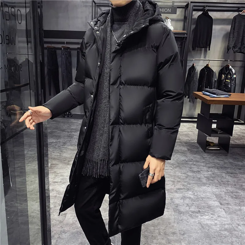 Men's Winter Large 5XL Jacket Mid Length Down Cotton Coat 2024 Fashion Brand Clothing Hooded High Quality Windproof Casual Parka - Image 5