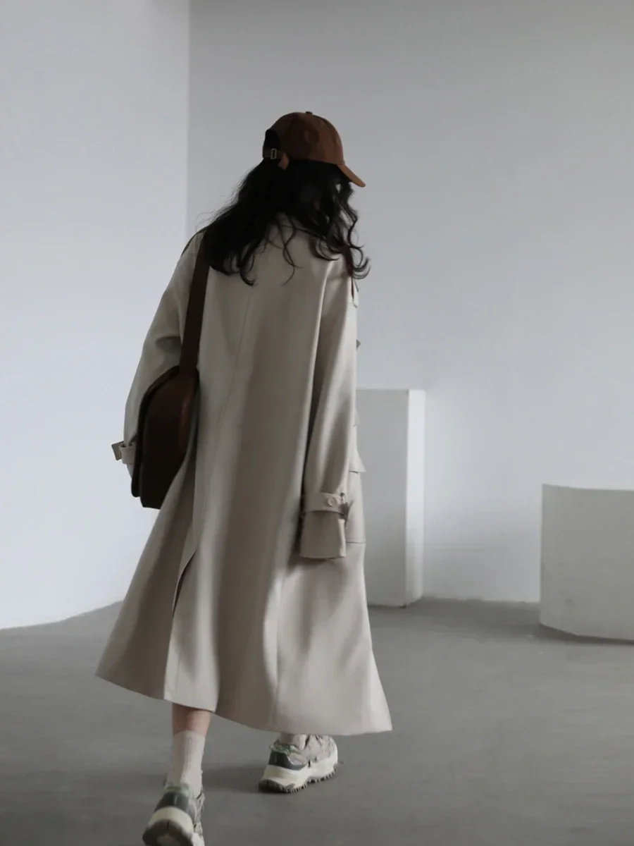 CHIC VEN Women Spliced Trench Coat Korean Loose Turn Down Collar Windbreaker Fashion Long Female Clothes Overcoat Autumn 2023 - Image 2