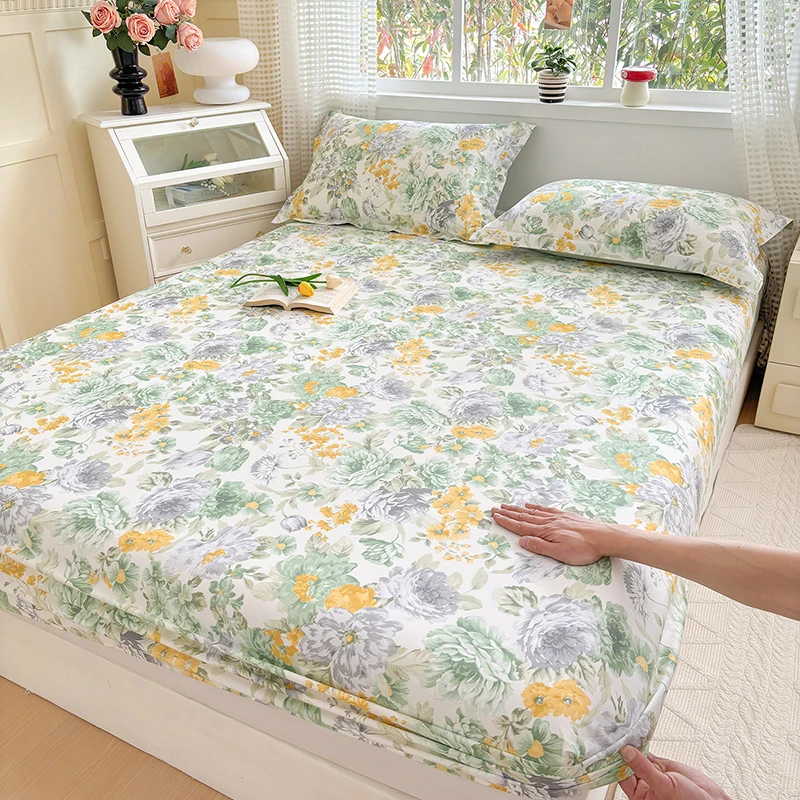 Print Bed Cover Pure Cotton Bedsheets Single/Twin/Queen/King Size Fitted Sheet Home Soft Bed Linen couvre lit (No Pillowcase) - Image 2