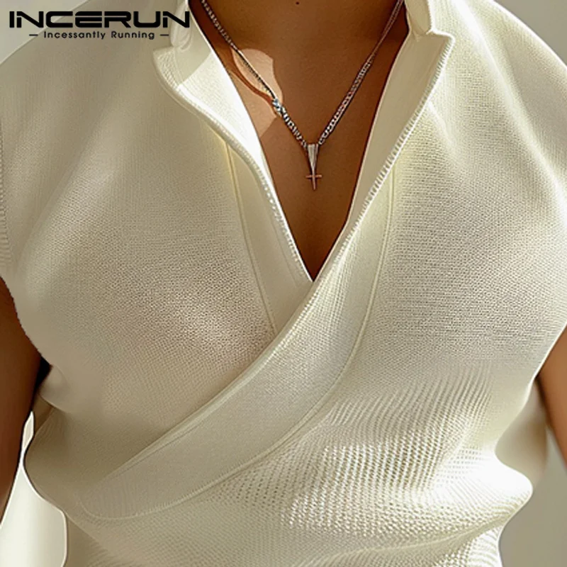 INCERUN Men Tank Tops Solid Color V Neck Sleeveless Casual Male Vests Summer Streetwear 2024 Fashion Leisure Korean Men Clothing - Image 4