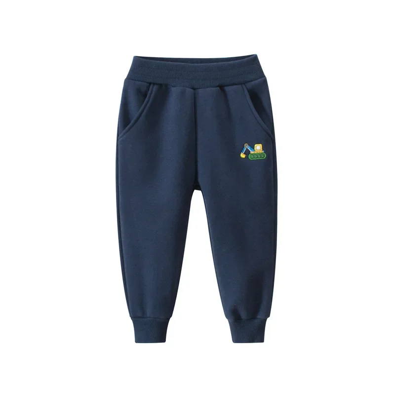 Plus Velvet Sweatpant for Boys 2025 Winter Cartoon Excavator Sports Harem Pants Kids Warm Mid Waist Cotton Trouser Children - Image 4