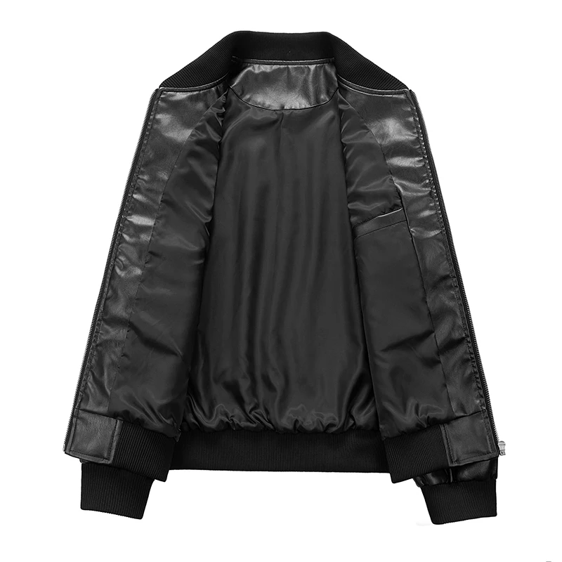 6XL 7XL 8XL Plus Size Leather Jacket Men PU Coats Black Baseball Oversize Bomber Motorcycle Autumn Camping Casual Male College - Image 4
