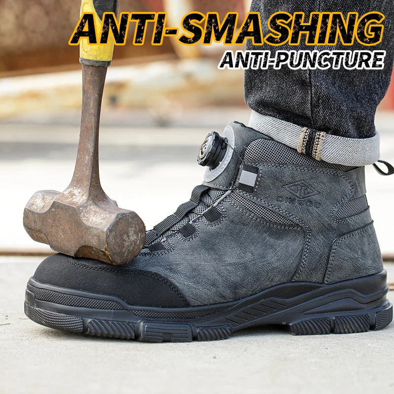 Rotating Buttons Work Boots Men Steel Toe Shoes Safety Boots Puncture-Proof Protective Shoes Waterproof Indestructible Shoes New - Image 3