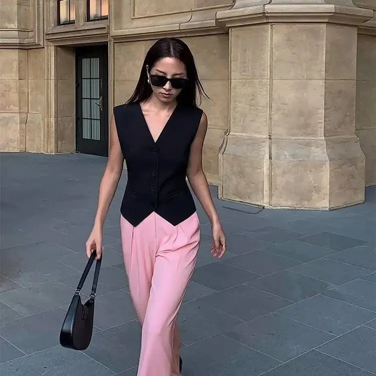 Simple Vests Women Summer Sleeveless Suit Coats Temper Outwear Design Hot Sale 2024 Tender Breathable Korean Style Streetwear - Image 2